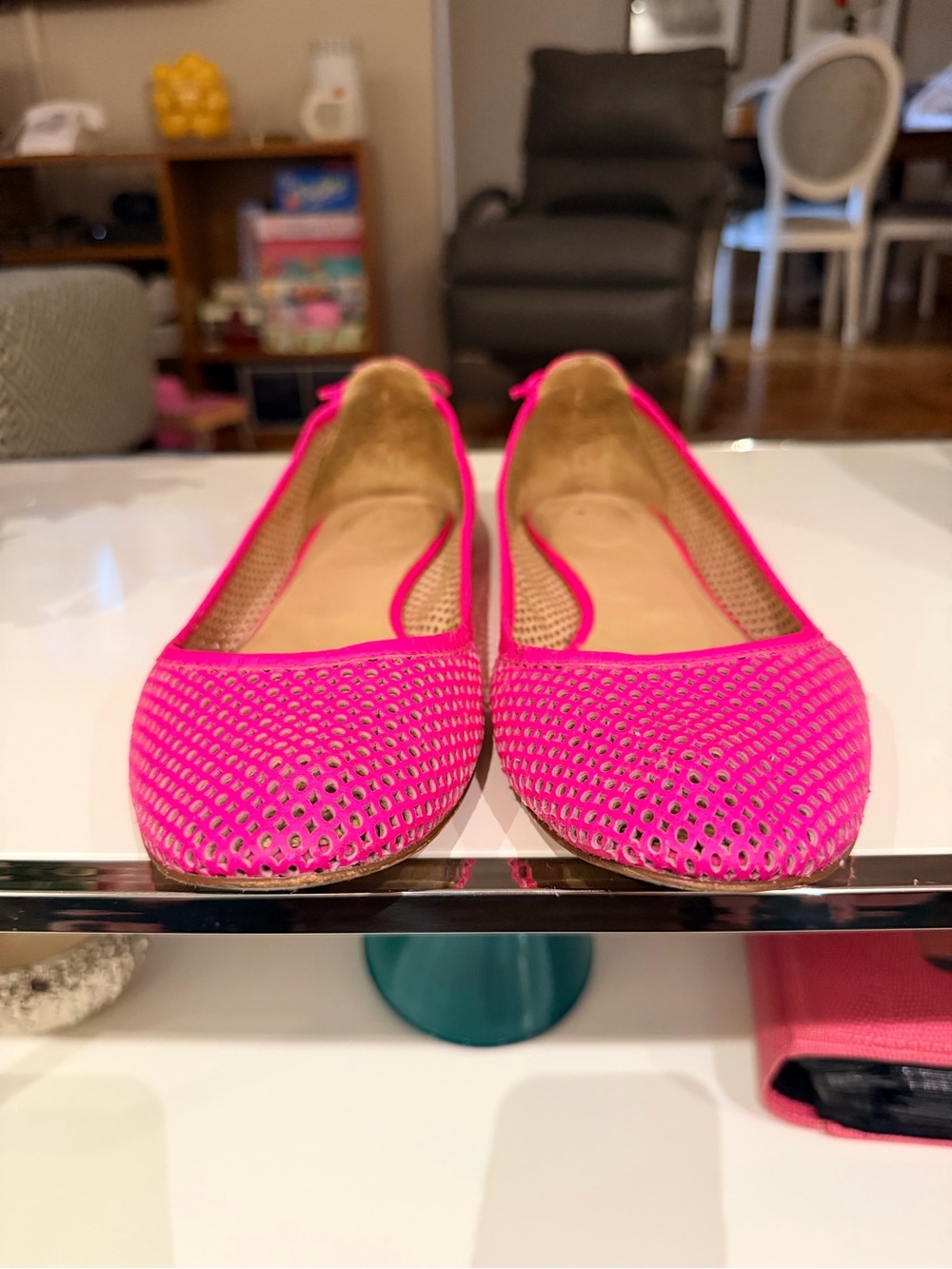 J. Crew Hot Pink Perforated Ballet Flats